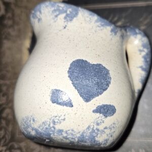 Blue Heart Ceramic Heart Miniature Coffee Creamer White And Blue